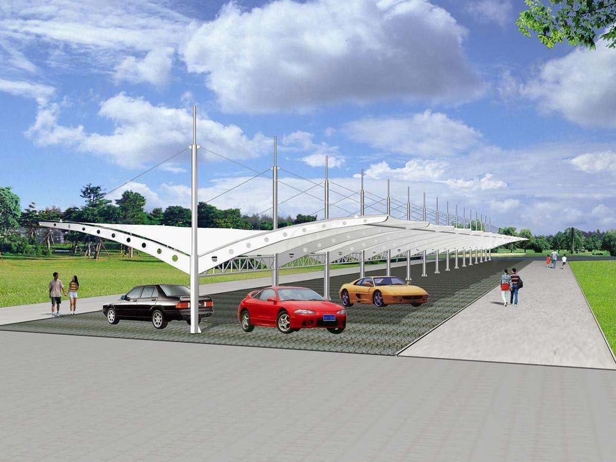 Struktur Tarik untuk Cantilever Tempat Parkir Mobil Naungan, Gudang, Kanopi - Teluk Ganda