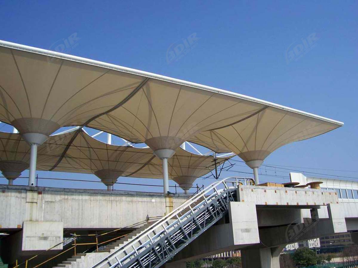 Tensile Structures for Light Rail, Bullet Train, Metro, High Speed Railway Station