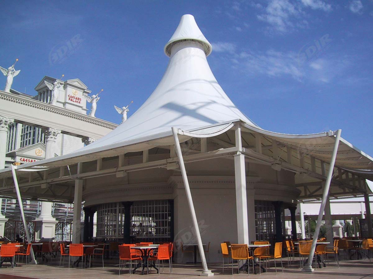 натяжные конструкции для ресторана | под открытым небом фуд-корт навесы, шторы, крыша