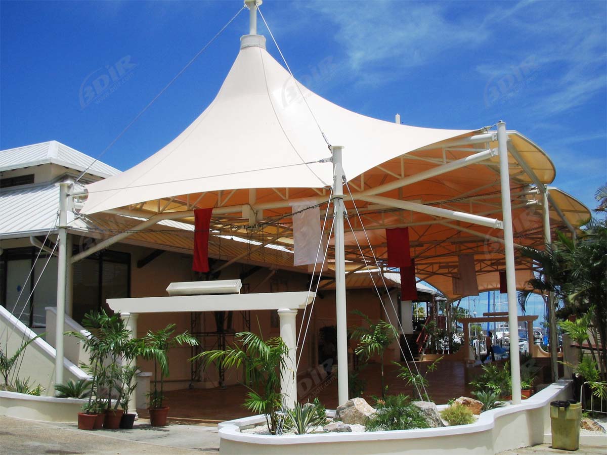 натяжные конструкции для ресторана | под открытым небом фуд-корт навесы, шторы, крыша