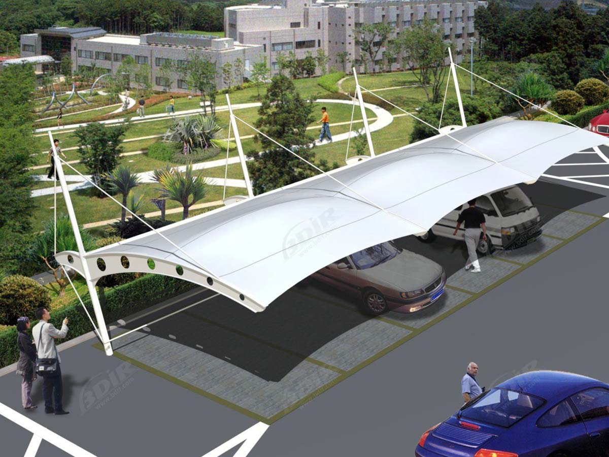 Fabric Cantilever Car Parking Shade Structures - Single Bay - Tension Design