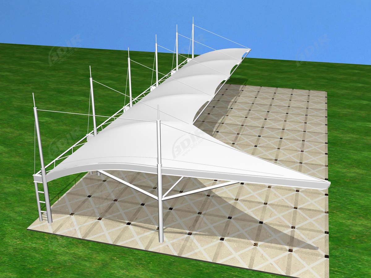 Estructuras Voladizas de Tela para Estacionamientos de Automóviles - Bahía Simple - Diseño de Tensión