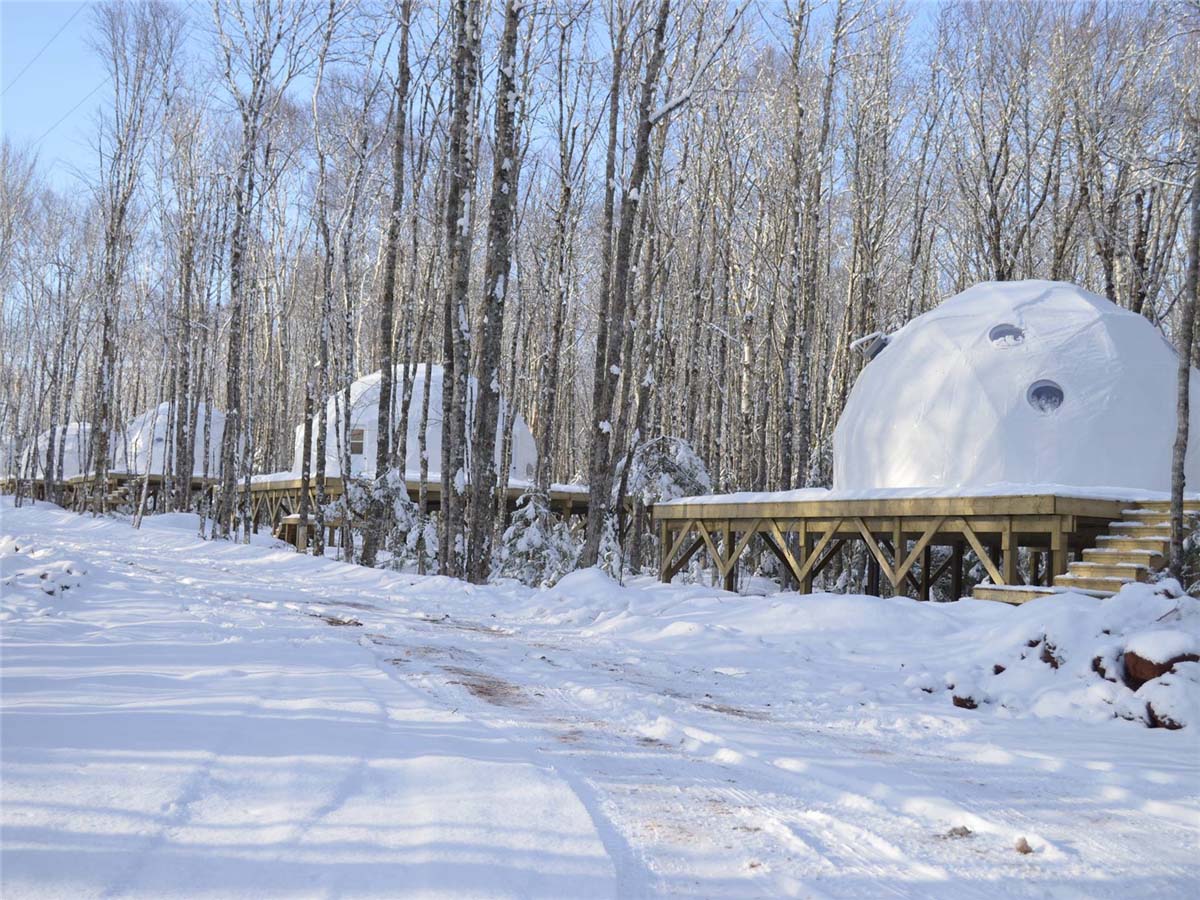 Luxury Spherical Dome Pod, Comforts Wild Camping Tented Accommodation
