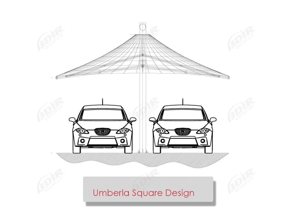 Umbrella Type Car Parking Sheds - Single Pole Car Parking Shades Shelter