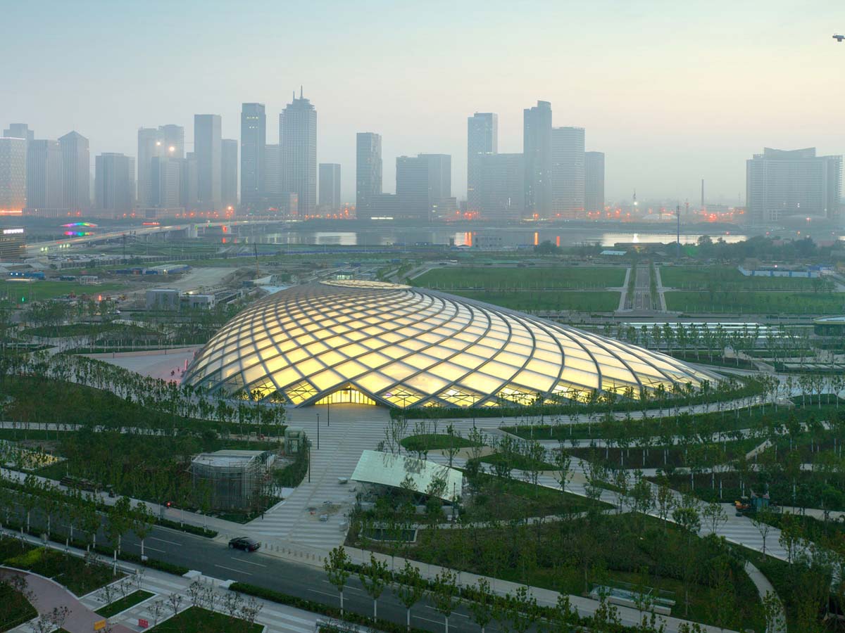 China Yujiapu Railway Station - ETFE Cushions Tensile Roof Membrane Structure fornecedor Yujiapu Railway Station - ETFE Cushions Tensile Roof Membrane Structure