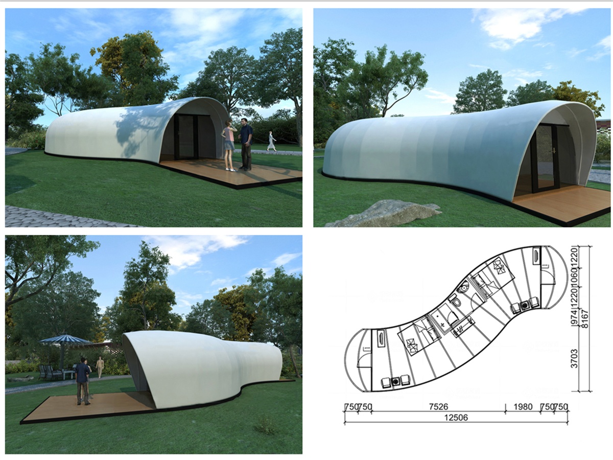 Glamping Tent Structures Covering with Double PVDF Fabric Membrane