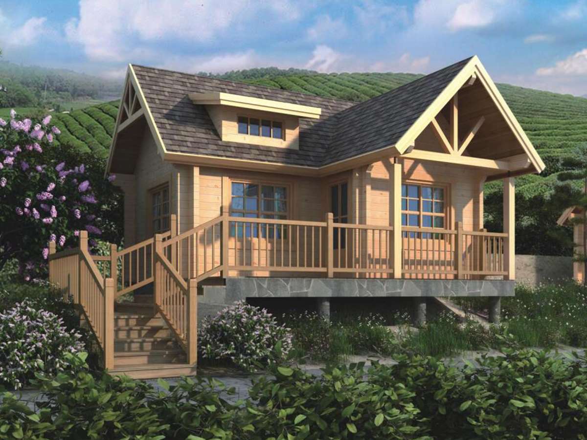 Prefabricated Russia Pine Wooden Log Cabin, Tiny Eco Villa House