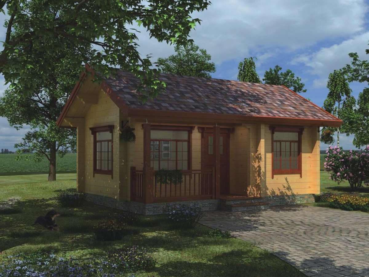 Prefabricated Russia Pine Wooden Log Cabin, Tiny Eco Villa House