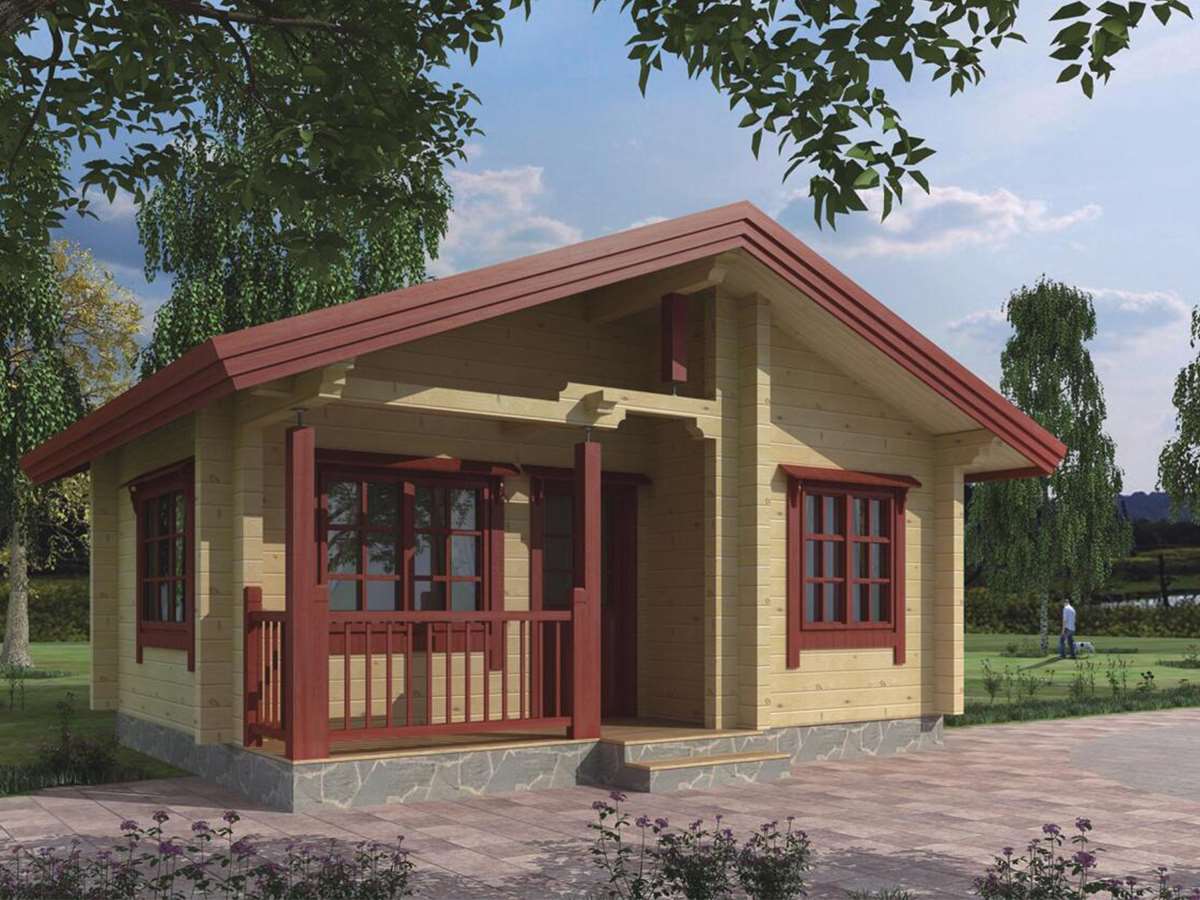 Cabaña de madera prefabricada de madera de pino de Rusia, pequeña casa ecológica