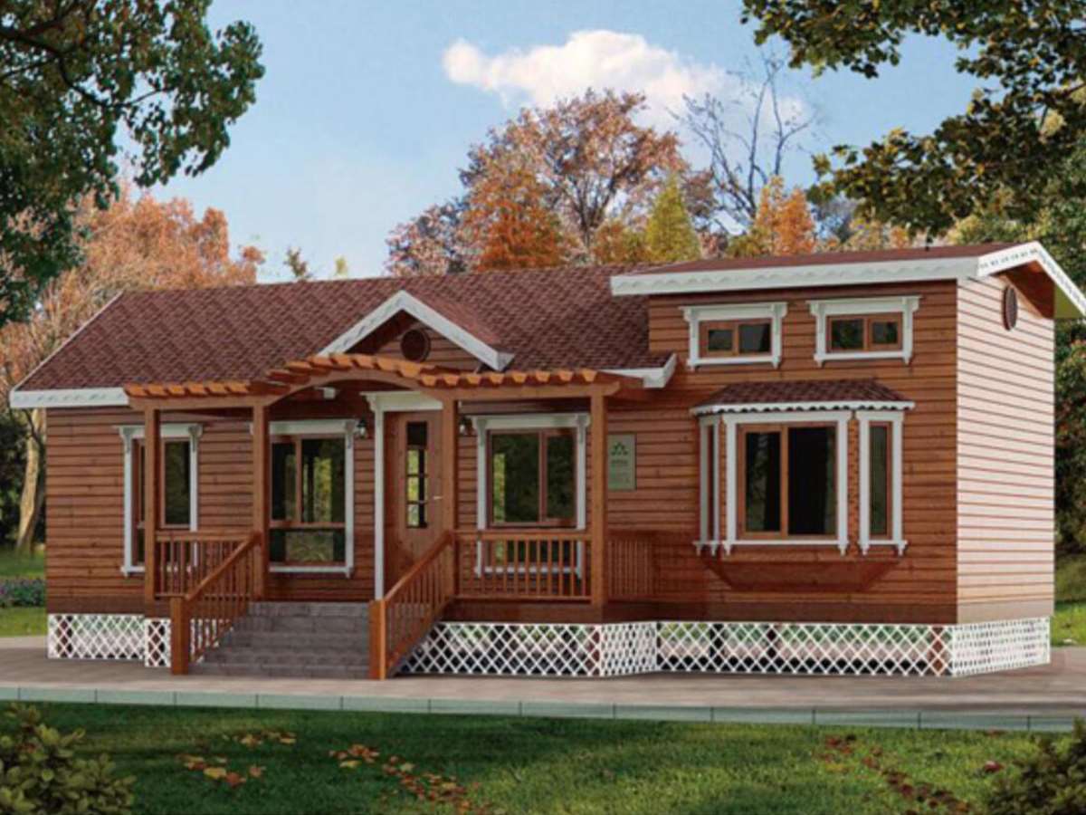 Cabaña de madera prefabricada de madera de pino de Rusia, pequeña casa ecológica