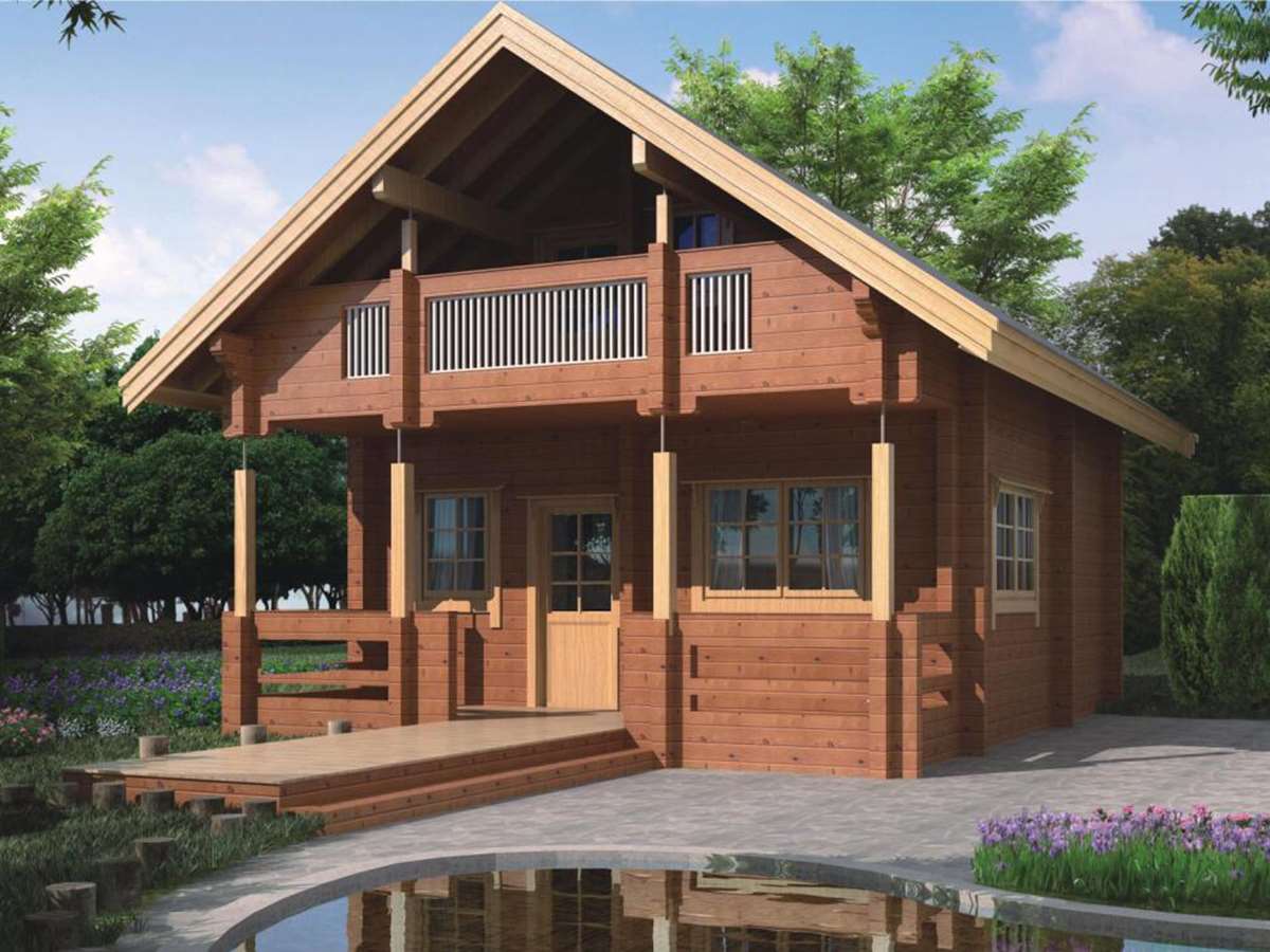 Cabane en bois rond sur mesure en pin, maison en bois modulaire avec chambres intégrées