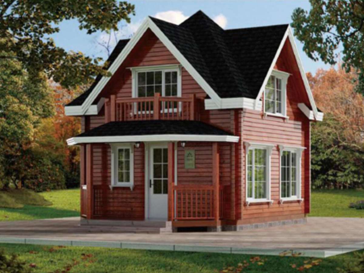 Casetta in legno di pino su misura, casa in legno modulare con camere integrate