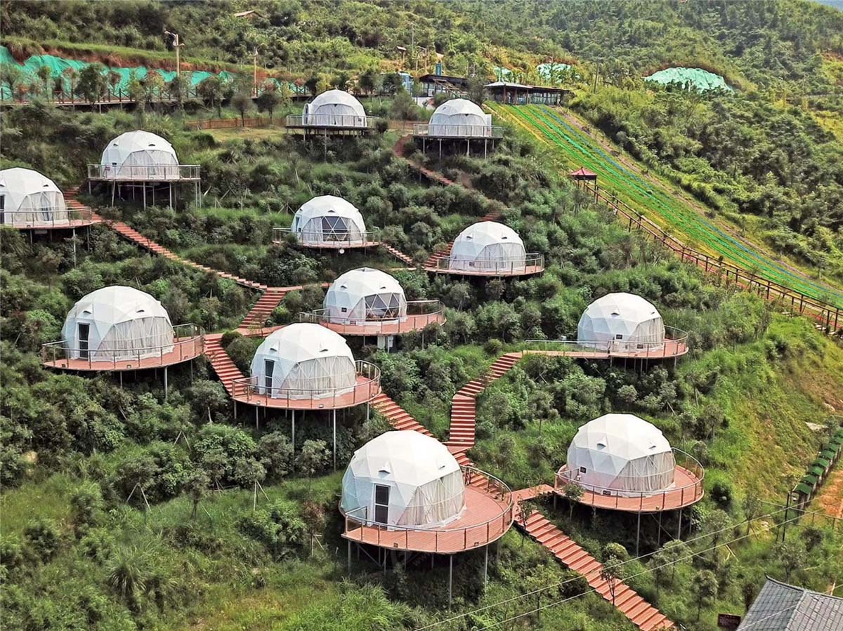 12 Casas de Carpas con Cúpula Geodésica Están Diseñadas & Construido - Wugong Mountain Resort