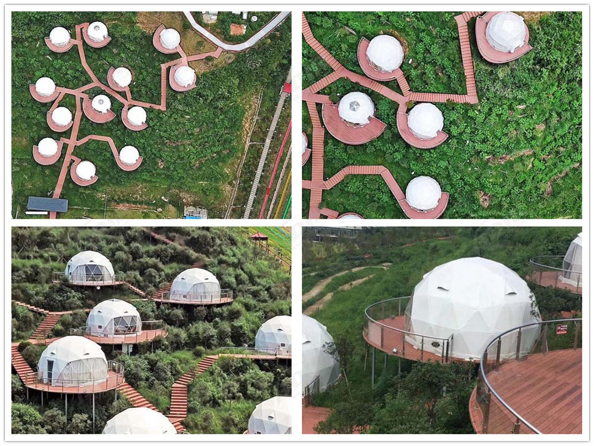 12 Maisons de Tente en Dôme Géodésique Sont Conçues et Construites - Station de Montagne de Wugong
