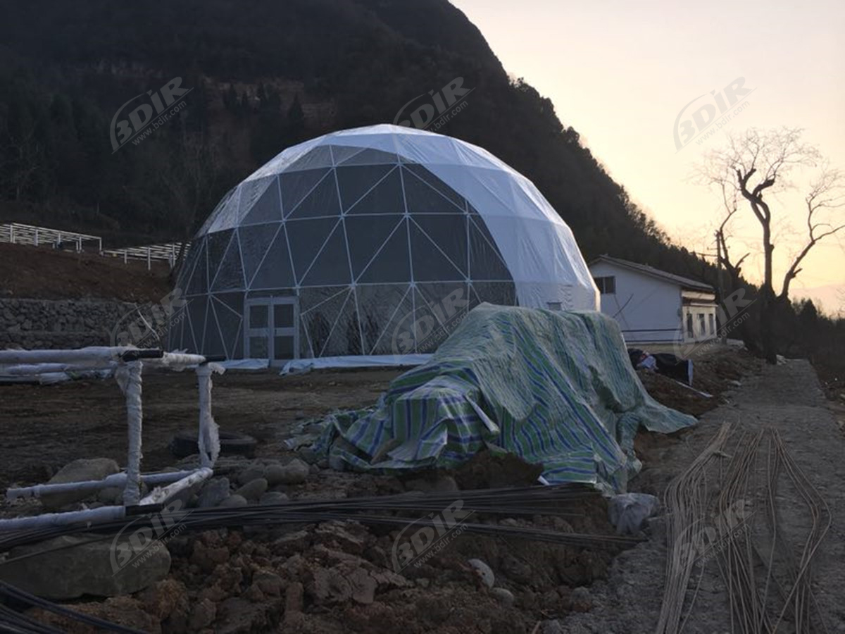 Vila Dengan Atap Kubah Geodesik 6M | Penampungan Kanopi Kubah Luar Ruangan - Sichuan, Cina
