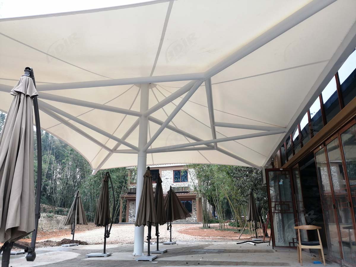 Estrutura de Sombra Elástica para Quadra de Basquete, Palco e Cafeteria - Yingde, China