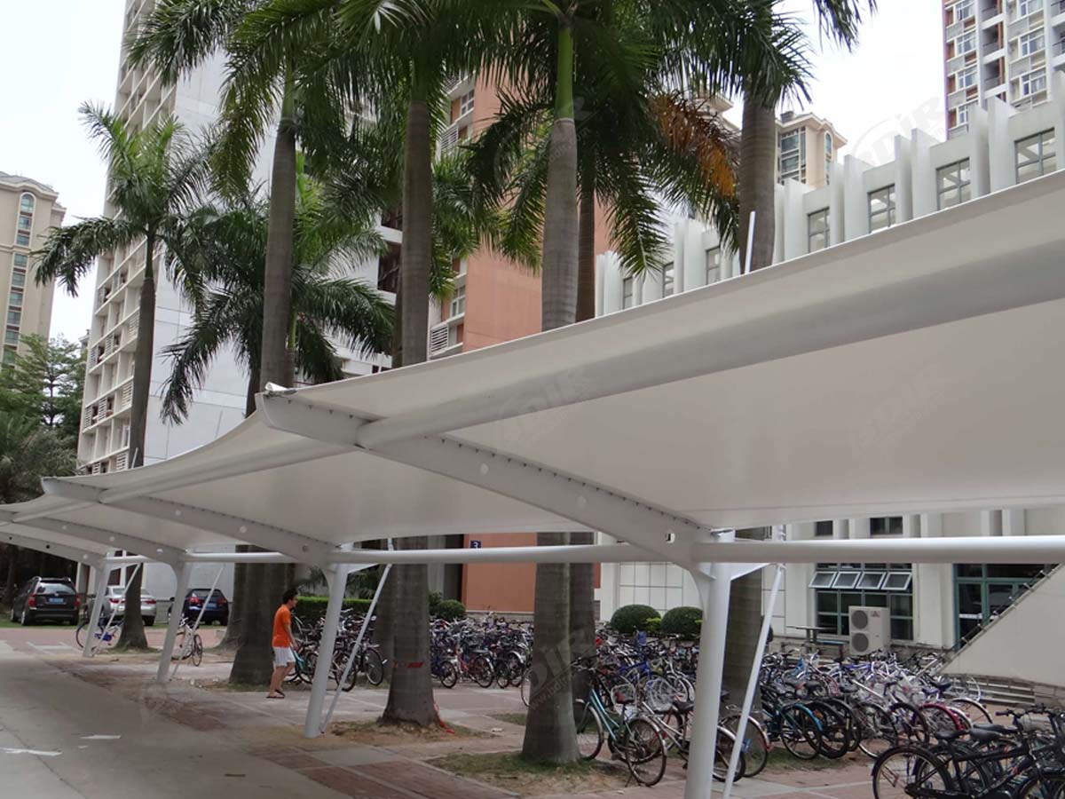 Cobertizo de Almacenamiento de Bicicletas al Aire Libre & Sombra de Bicicleta Estructura de Tracción de la Universidad de Shenzhen