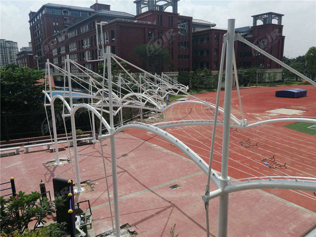 Kain Atap Koridor Kampus Menutupi Struktur Ketegangan &Amp; Naungan Bagian - Foshan, Cina