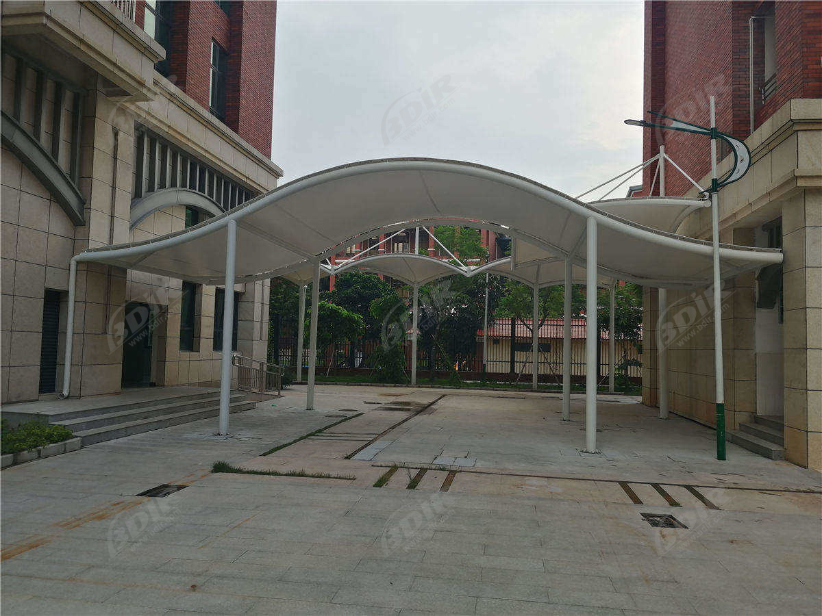 Campus Korridor Dach Stoff Stoff Bedeckt Spannungsstruktur &Amp; Durchgang Schatten - Foshan, China