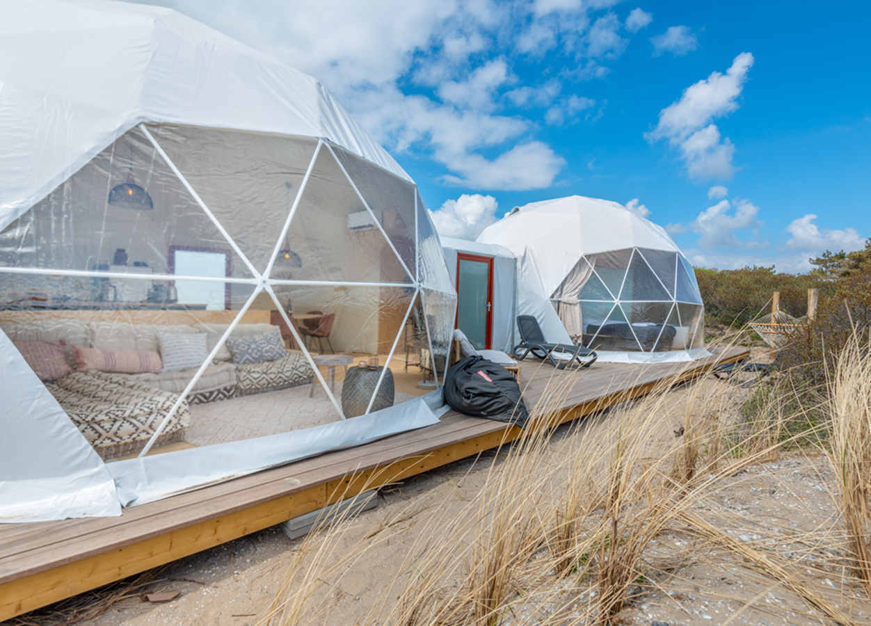 China Carpa Domo Doble Conectada Y Alojamiento Eco Acogedor Glamping - Países Bajos proveedor Carpa Domo Doble Conectada Y Alojamiento Eco Acogedor Glamping - Países Bajos
