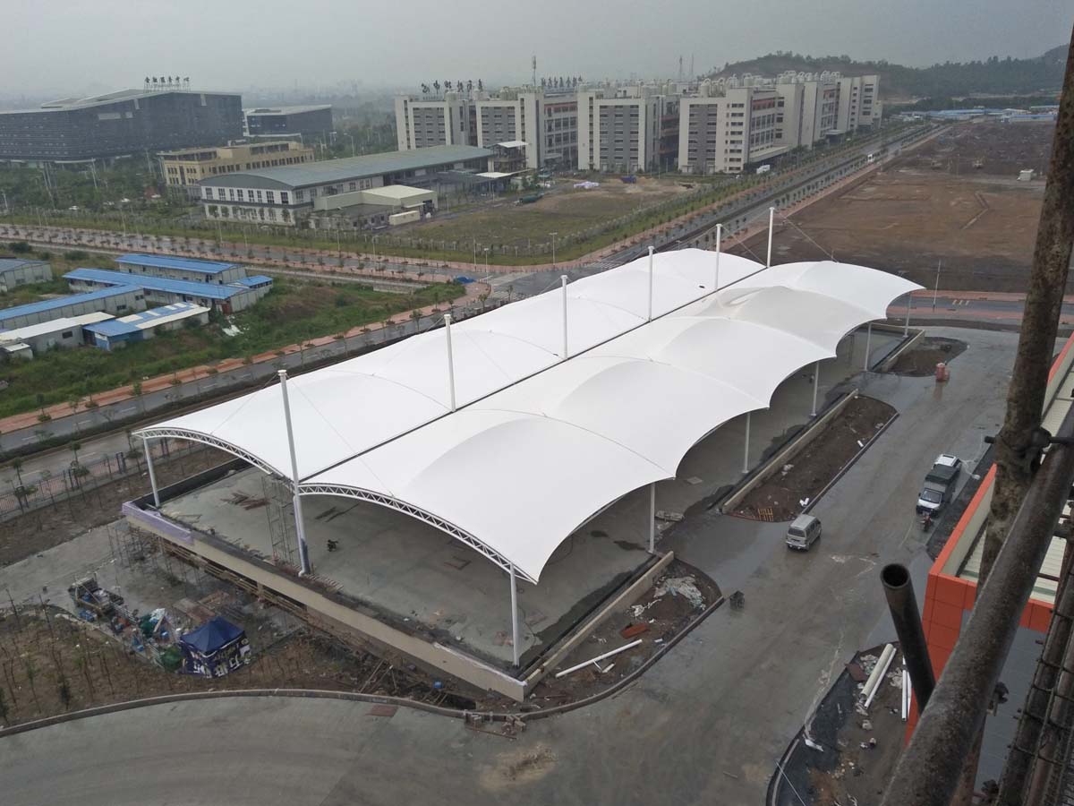 PVDF Fabric Tensile Structure for Car Parking Lots Canopy in Jiangsu Zhongli Group