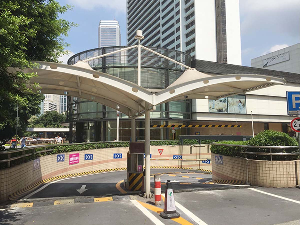 Struttura Dell'Ombra Dell'Entrata di Parcheggio Dell'Automobile Della Città del Libro di Amicizia - Canton, Cina