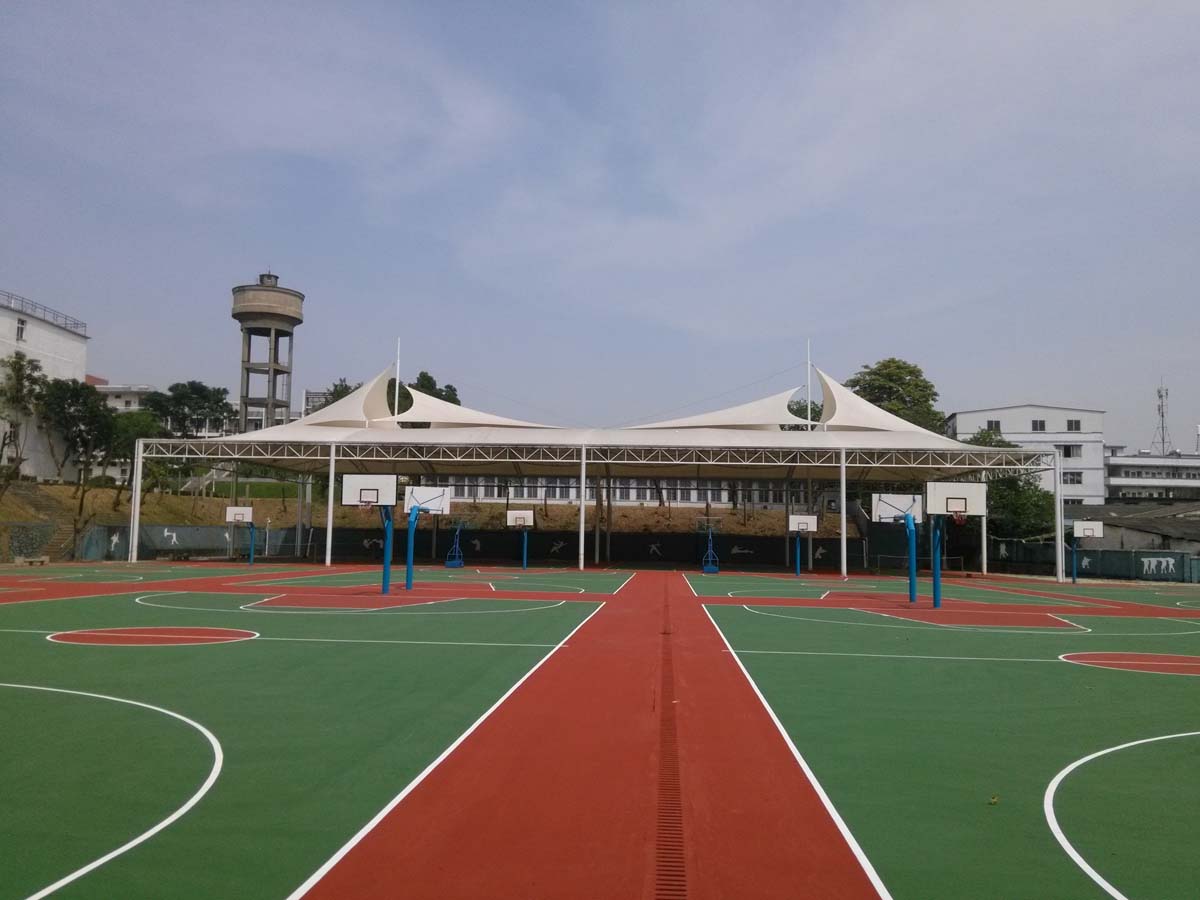 Guangzhou-Marineakademie-Basketballplatz-Dehnbare Schatten-Struktur im Freien