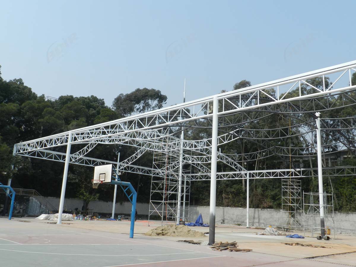 Guangzhou Deniz Harp Okulu Açık Basketbol Sahaları Çekme Gölge Yapısı