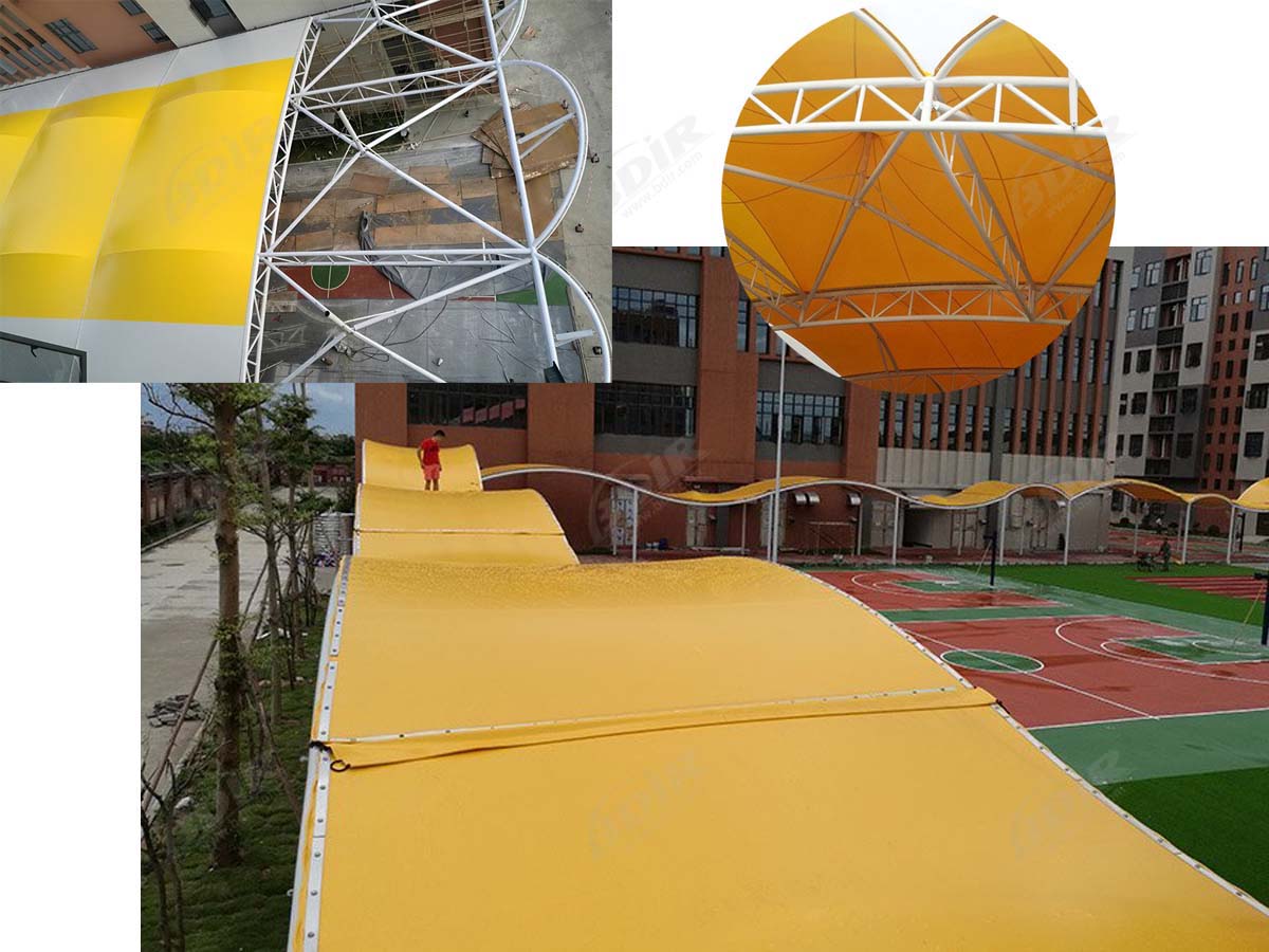 Structure en Tissu Tendu D'École de Collège de Huang Gang pour les Passerelles - Guangzhou, Chine
