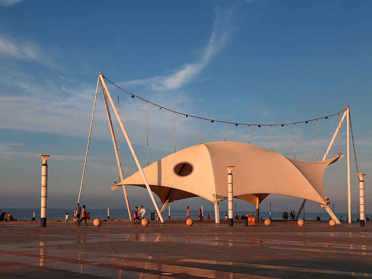 Structure de Tissu de Traction de Paysage pour Marina Square - Yantai, Chine