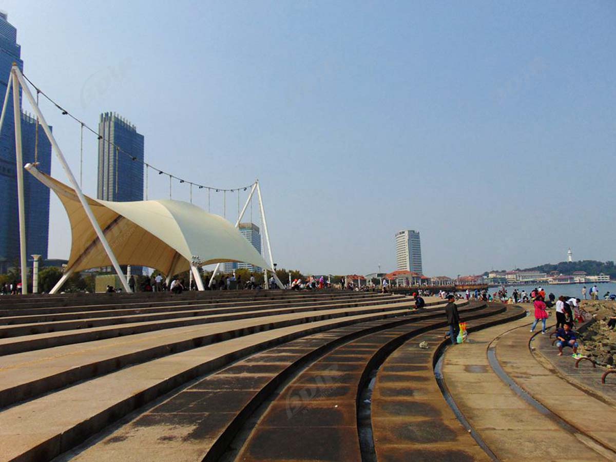 Struktur Kain Tarik Lansekap untuk Marina Square - Yantai, Cina