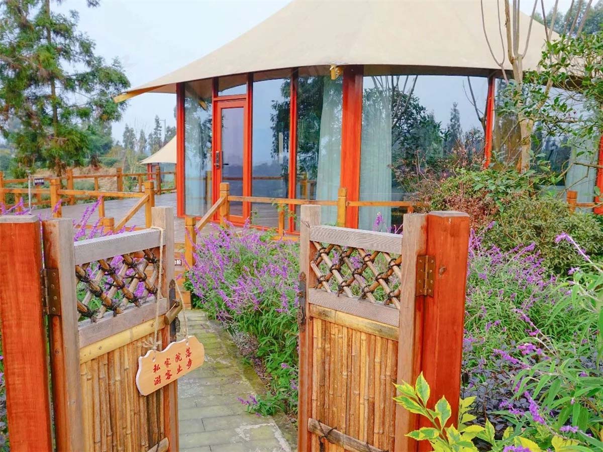 Pondok Mewah Ramah Lingkungan Struktur Pondok untuk Hotel Liburan Kebun Teh - Sichuan, Cina