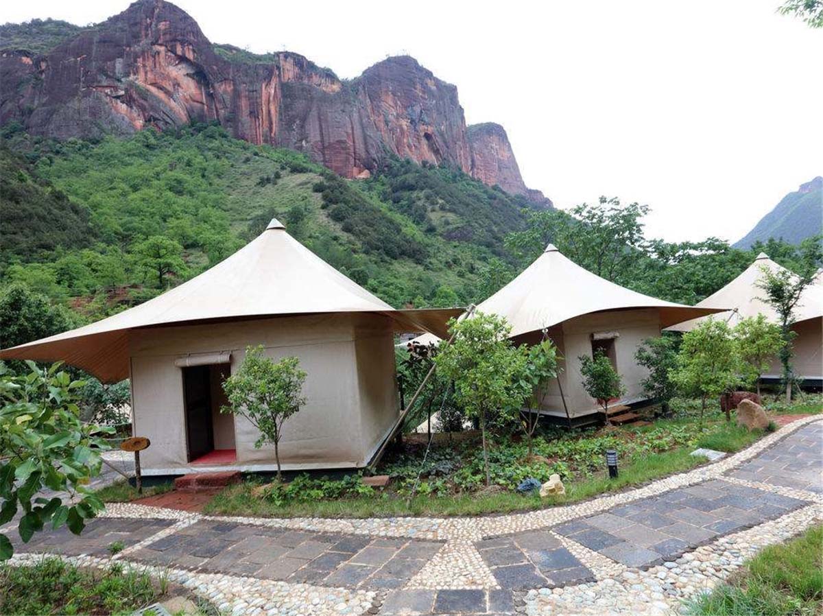 Tenda Mewah Resor Hotel, Struktur Kain Ramah Lingkungan Pondok-Pondok - Lijiang, Yunnan, Cina