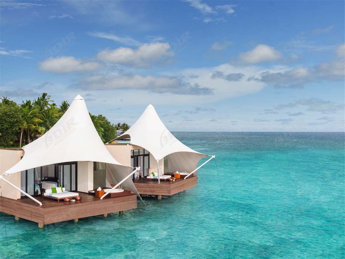 Telhado de Estruturas de Membrana | Cabana de Madeira | Casa de Tecido - Maldivas