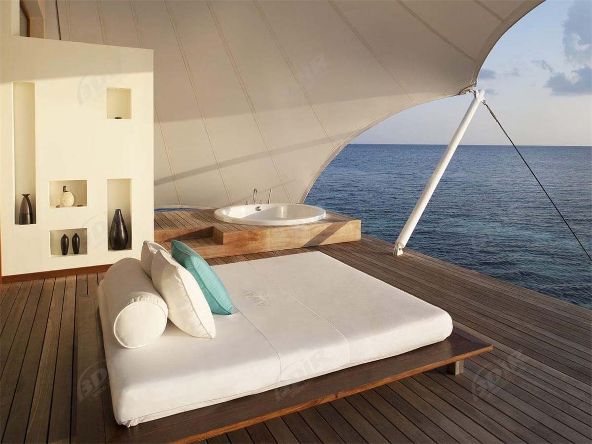 Telhado de Estruturas de Membrana | Cabana de Madeira | Casa de Tecido - Maldivas