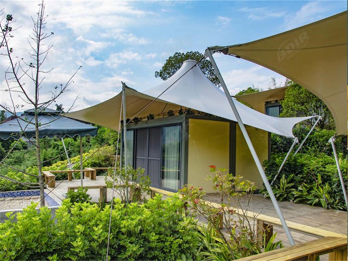 природные горячие источники спа-курорт | Контейнерный модульный дом с растягивающейся мембранной крышей