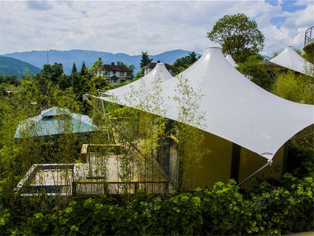 Resor Spa Sumber Mata Air Panas Alami | Wadah Rumah Modular Dengan Atap Membran Tarik
