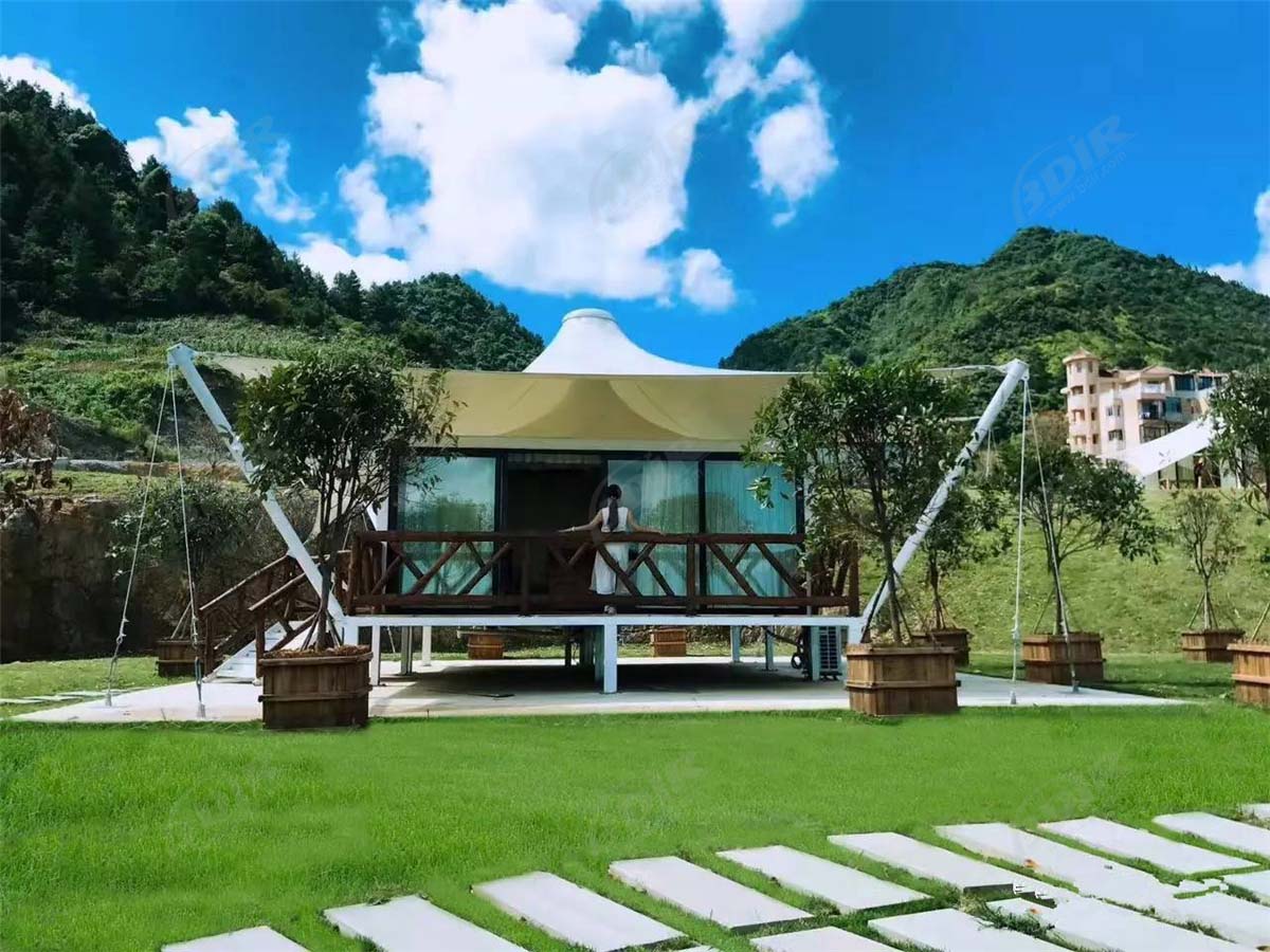 PVDF Kumaş Çatı Çadır ev Lüks Kamp Resort Konaklama - Chongqing, Çin