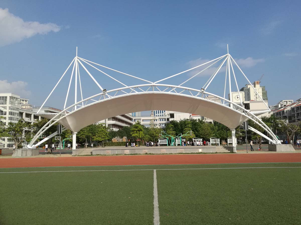 Structure Tendue de Toit pour Tribunes et Paysages de Spectateurs - École de Langues Etrangères de Xiamen