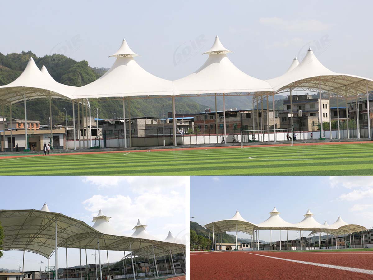 Sekolah Terpadu Pahoa Basketbalvelden PTFE-Schaduwstructuur, Djakarta, Indonesië