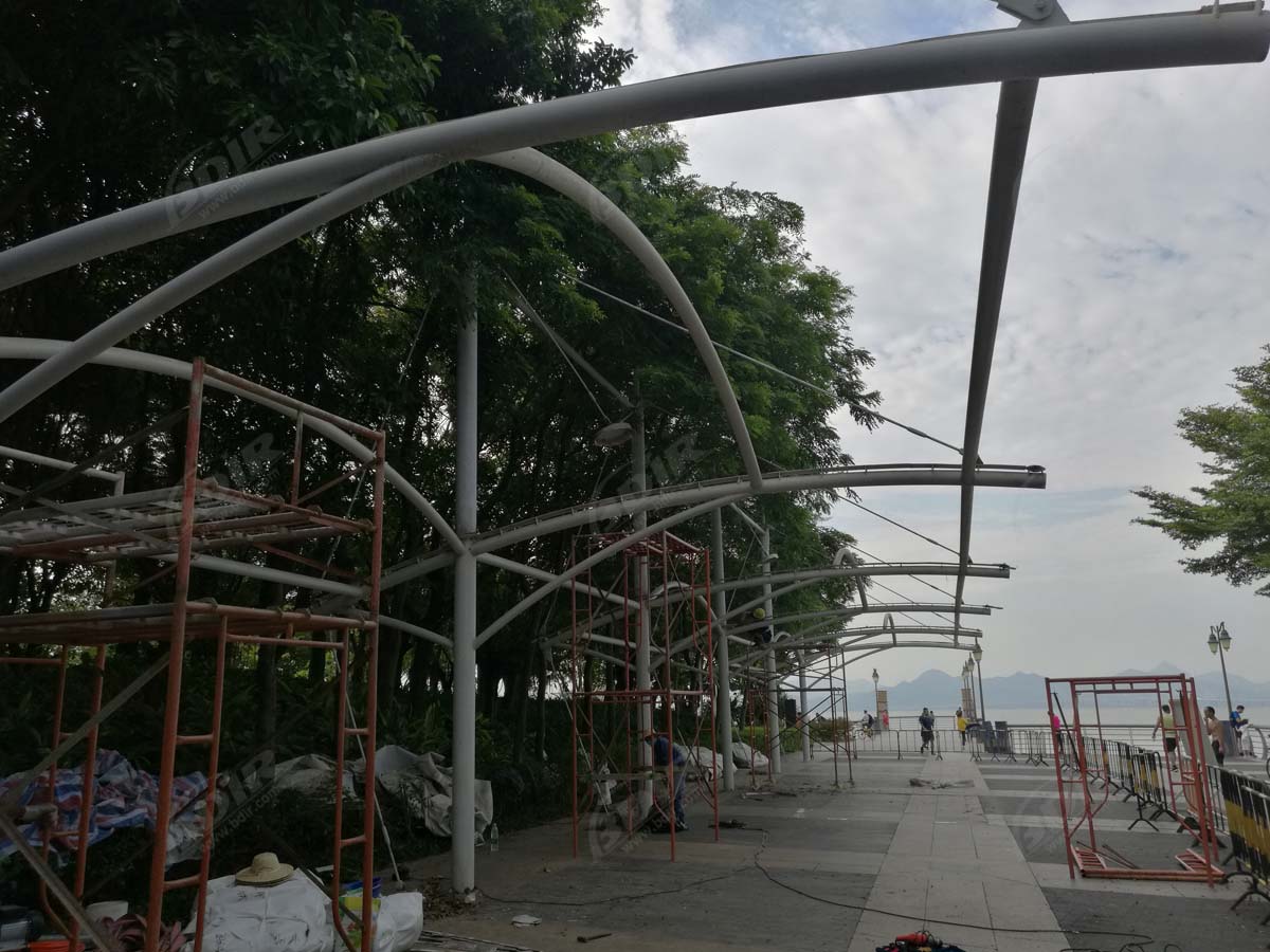 Estructura de Tela Extensible de Shenzhen Bay Park para Sombra de Estacionamiento de Bicicletas