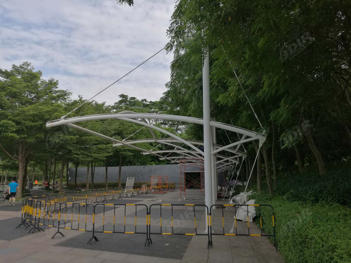 Структура ткани парка залива Шэньчжэня растяжимая для тени стоянки для велосипедов