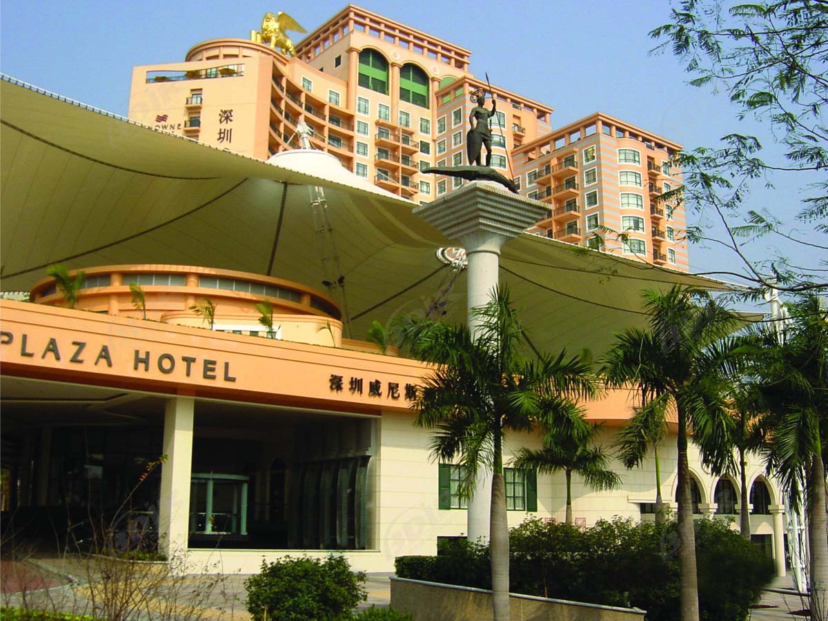 Venice Hotel Internasional Struktur Atap Kain Tarik, Kolam Renang Shade Sails - Shenzhen, Cina