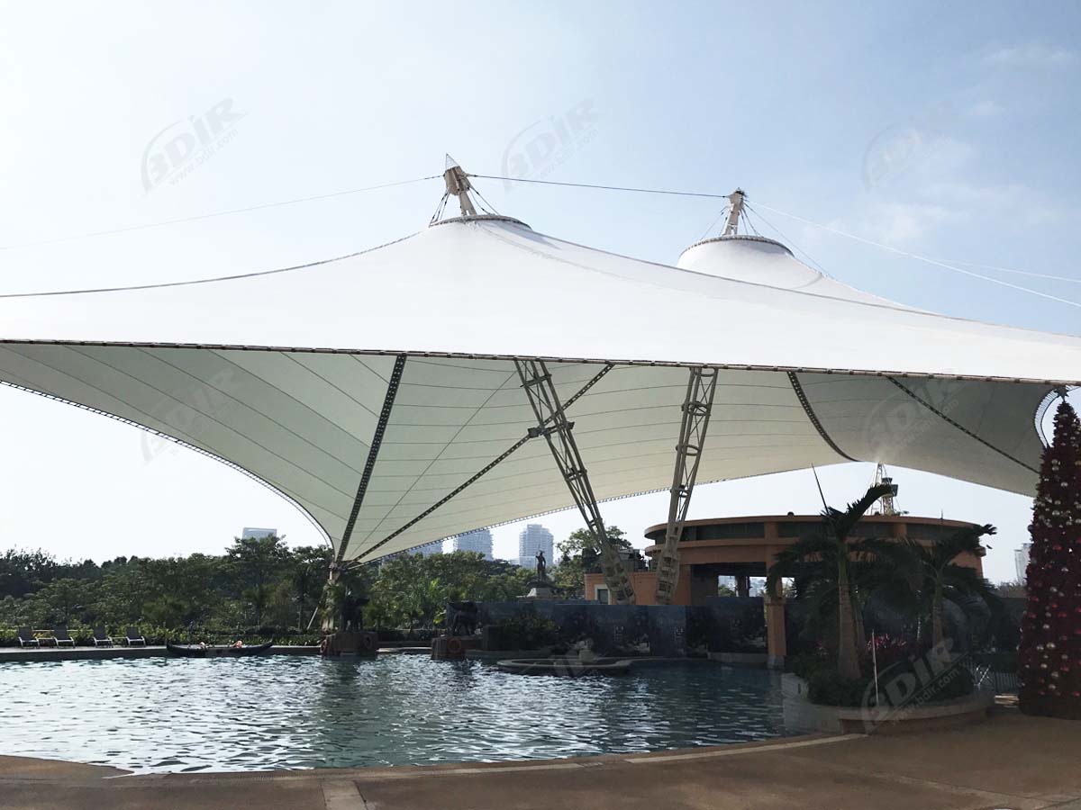 Venice International Hotel Tensile Fabric Roof Structure, Swimming Pool Shade Sails - Shenzhen, China