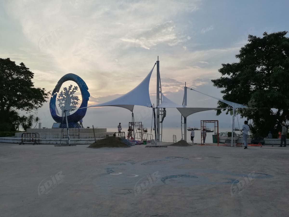 Recreação na Baía de Sunliao & - Estrutura Tensionada à Beira-Mar na Plaza de Paisagem - Huizhou, China
