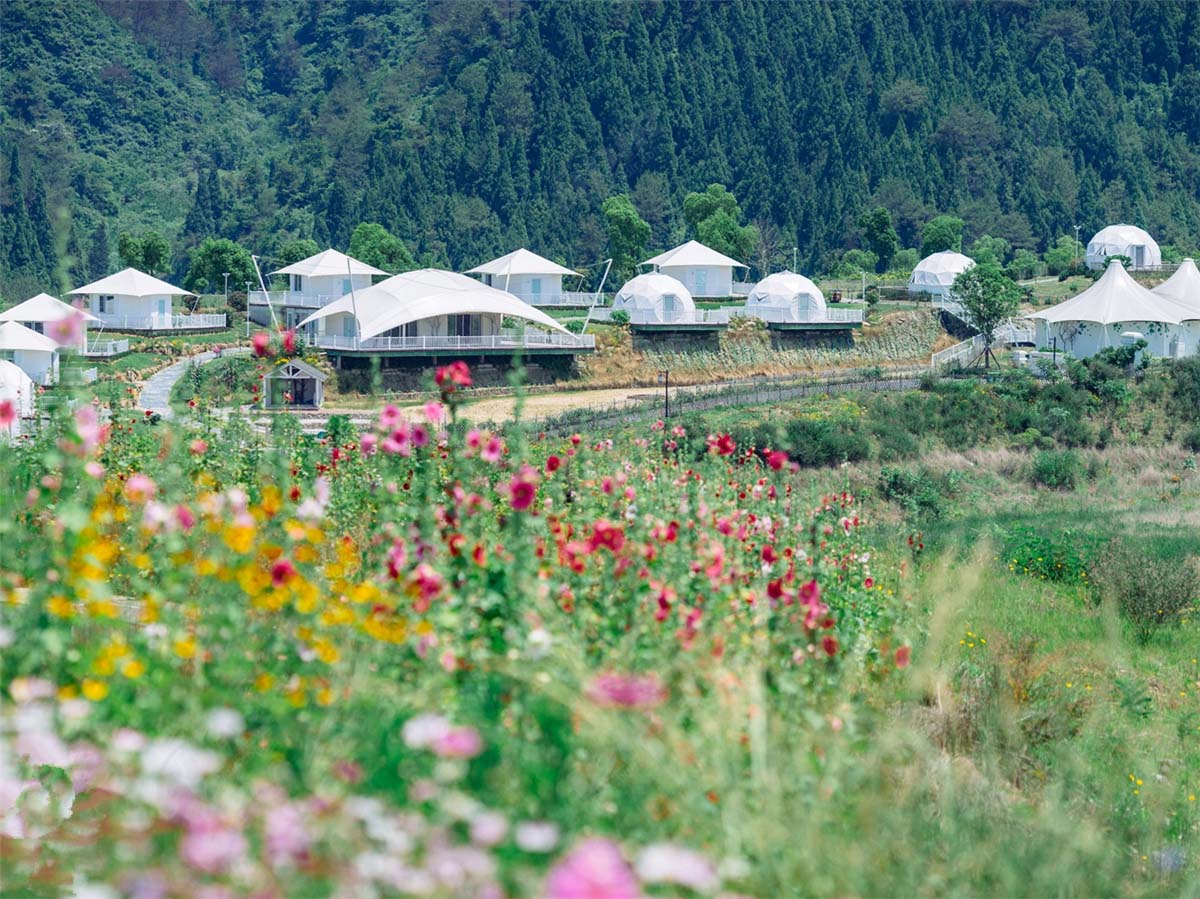 Qiandao Lake Resort için Sürdürülebilir Vahşi Lüks Kubbe Çadır Otel