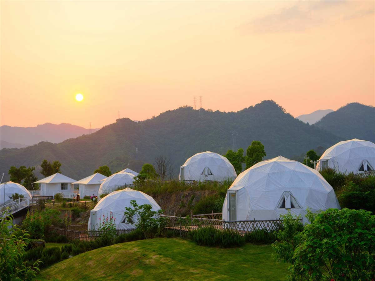 Qiandao Lake Resort için Sürdürülebilir Vahşi Lüks Kubbe Çadır Otel