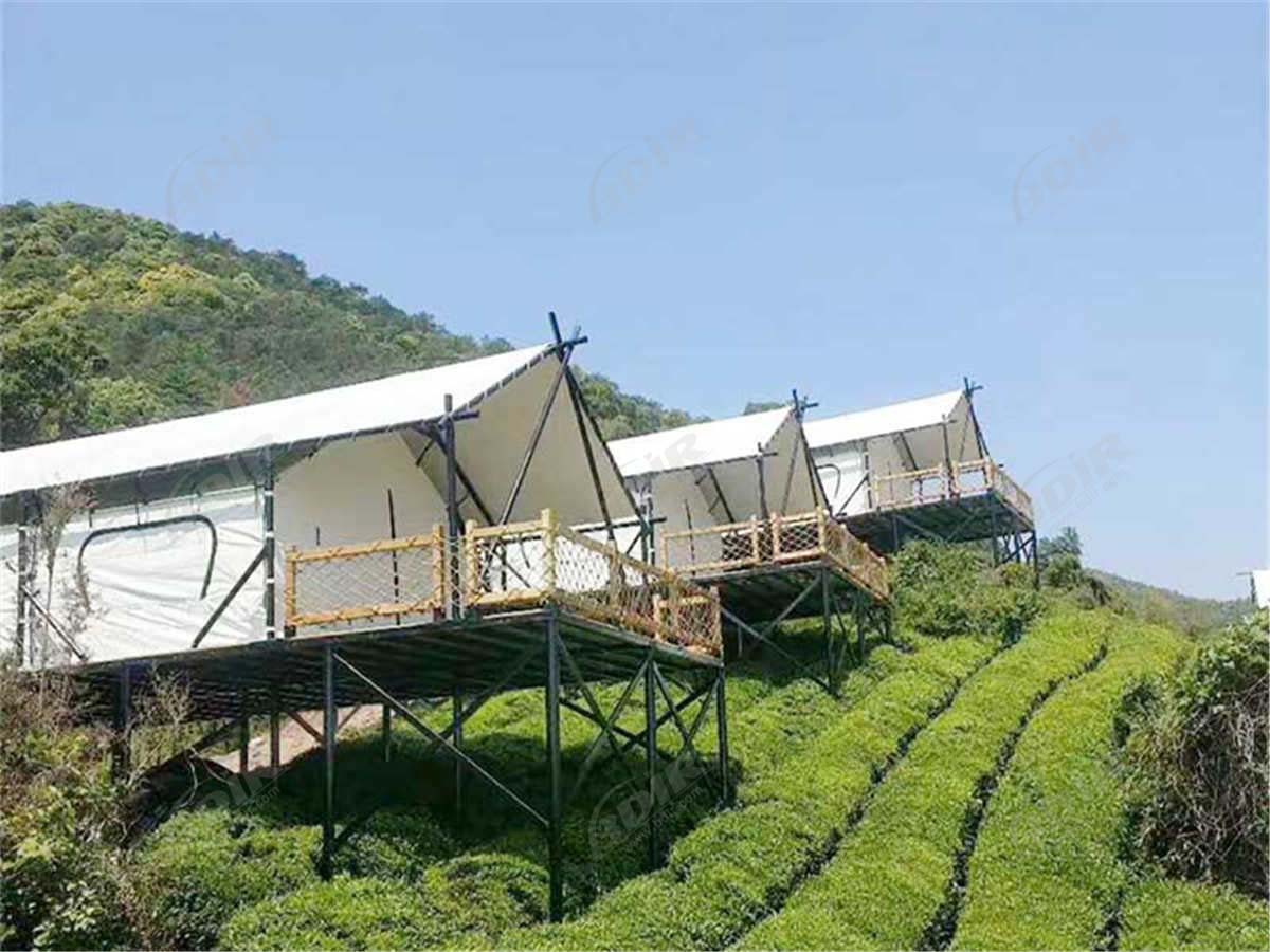 Kebun Teh Keragaman Tengah Gunung Tenda Kepompong Mewah &Amp; Restoran Perkemahan Tenda Hotel Mewah Ringan