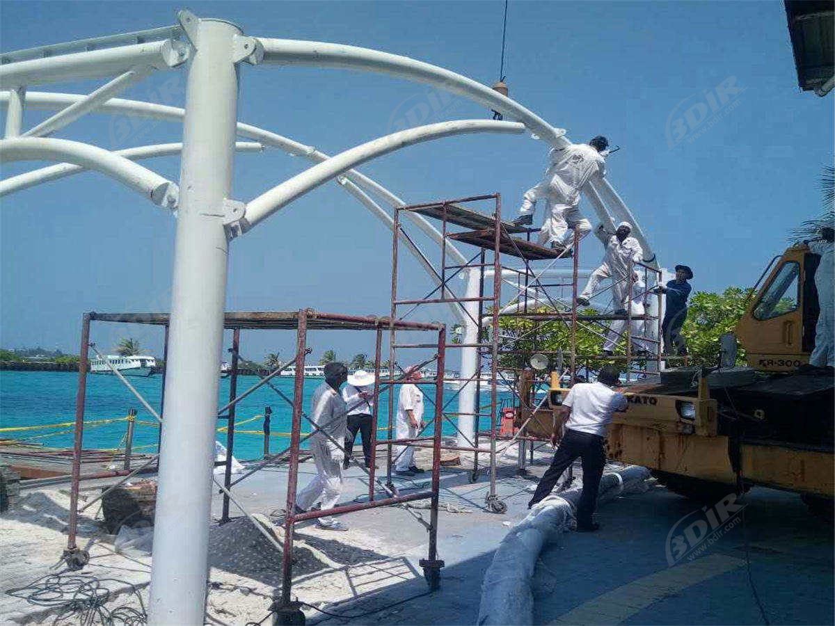 Растяжимая структура ткани для паромного терминала, пирса, набережной Марина - Мальдивы