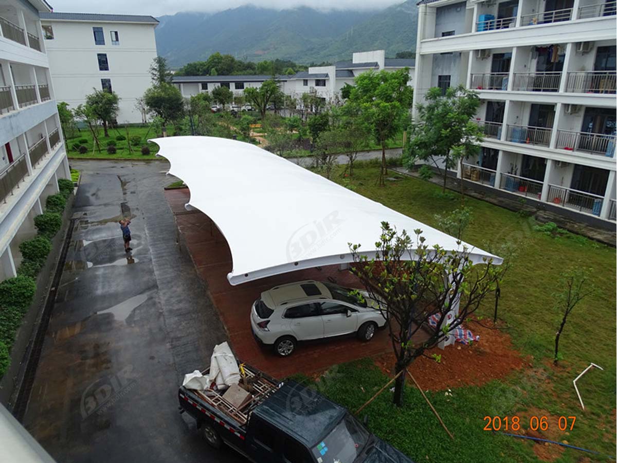 Tensile Fabric Structures for Car Parking Shades - Shaoguan, China